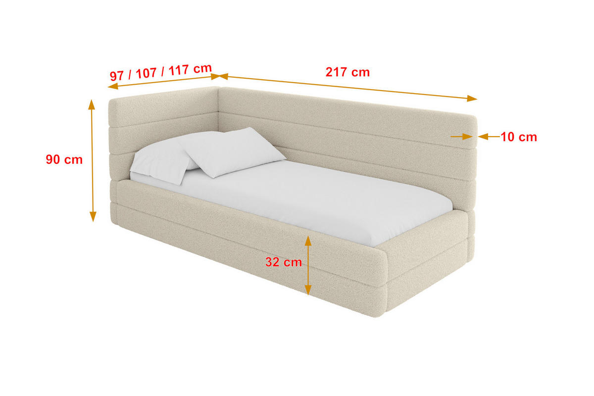 EINZELLBETT Jugendbett mit Bettkasten, Rechts - BEMY 80x200 Dunkelbeige - Taupe, Holzwerkstoff/Textil (80/200cm) - ALTDECOR