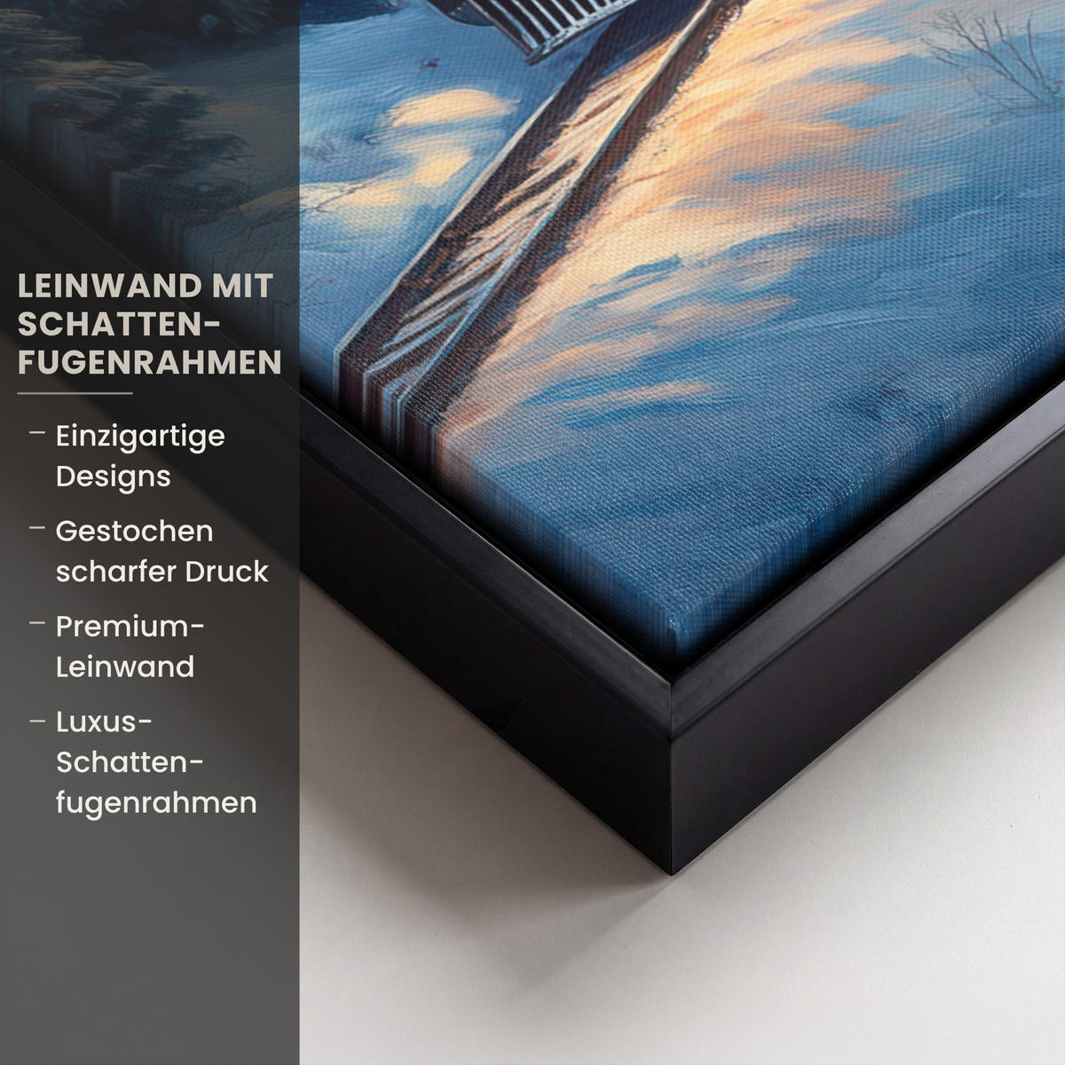 LEINWAND Bilder mit Rahmen - Zug - Weihnachten - Schnee - Weihnachtszug - 50x70 - Anthrazit, Textil (50/70cm) - MuchoWow
