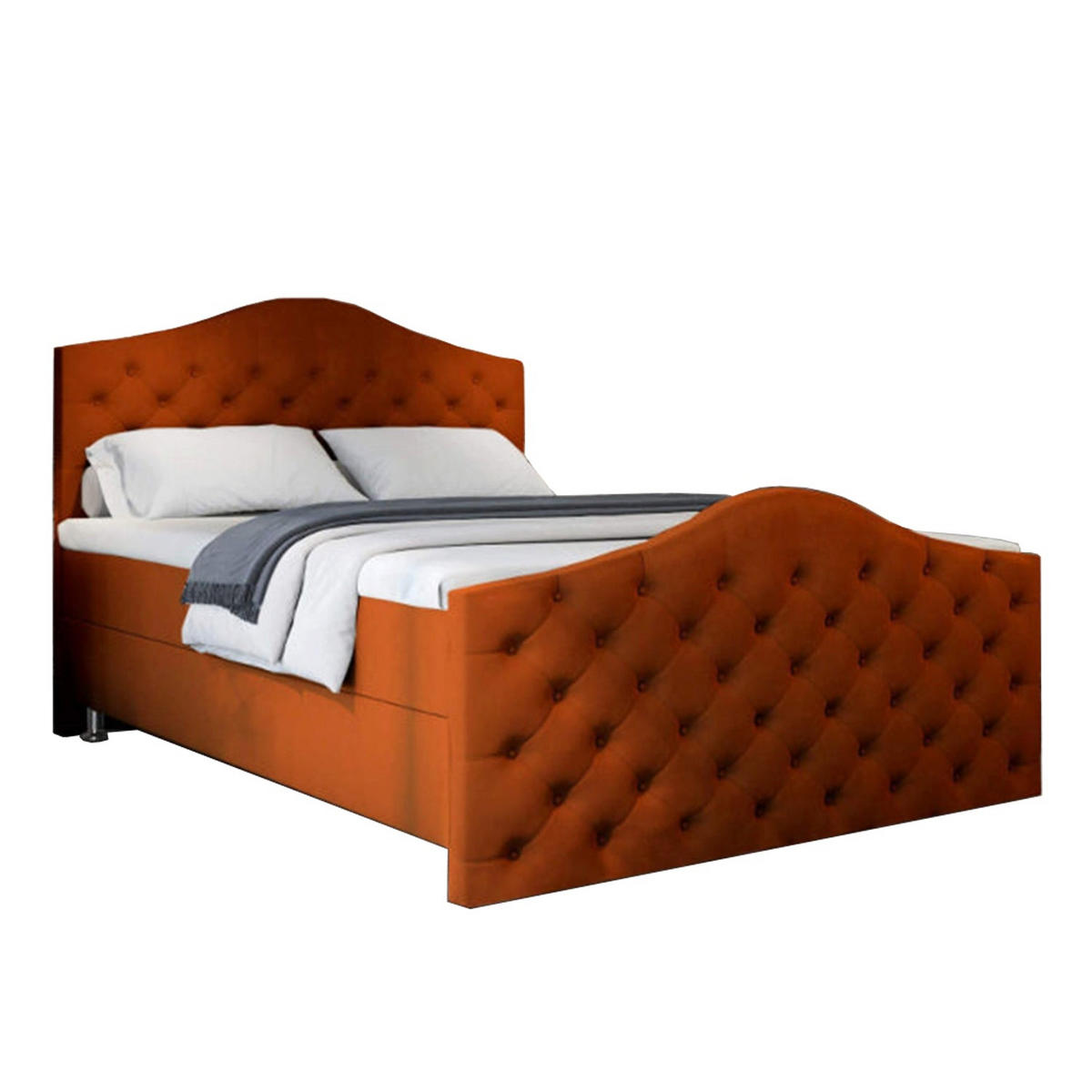 BOXBETT Roma Bonellfederkern inkl. 7-Zonen Topper T-30 mit Bettkasten - Orange, Holz/Holzwerkstoff (120/200cm) - Best For Home