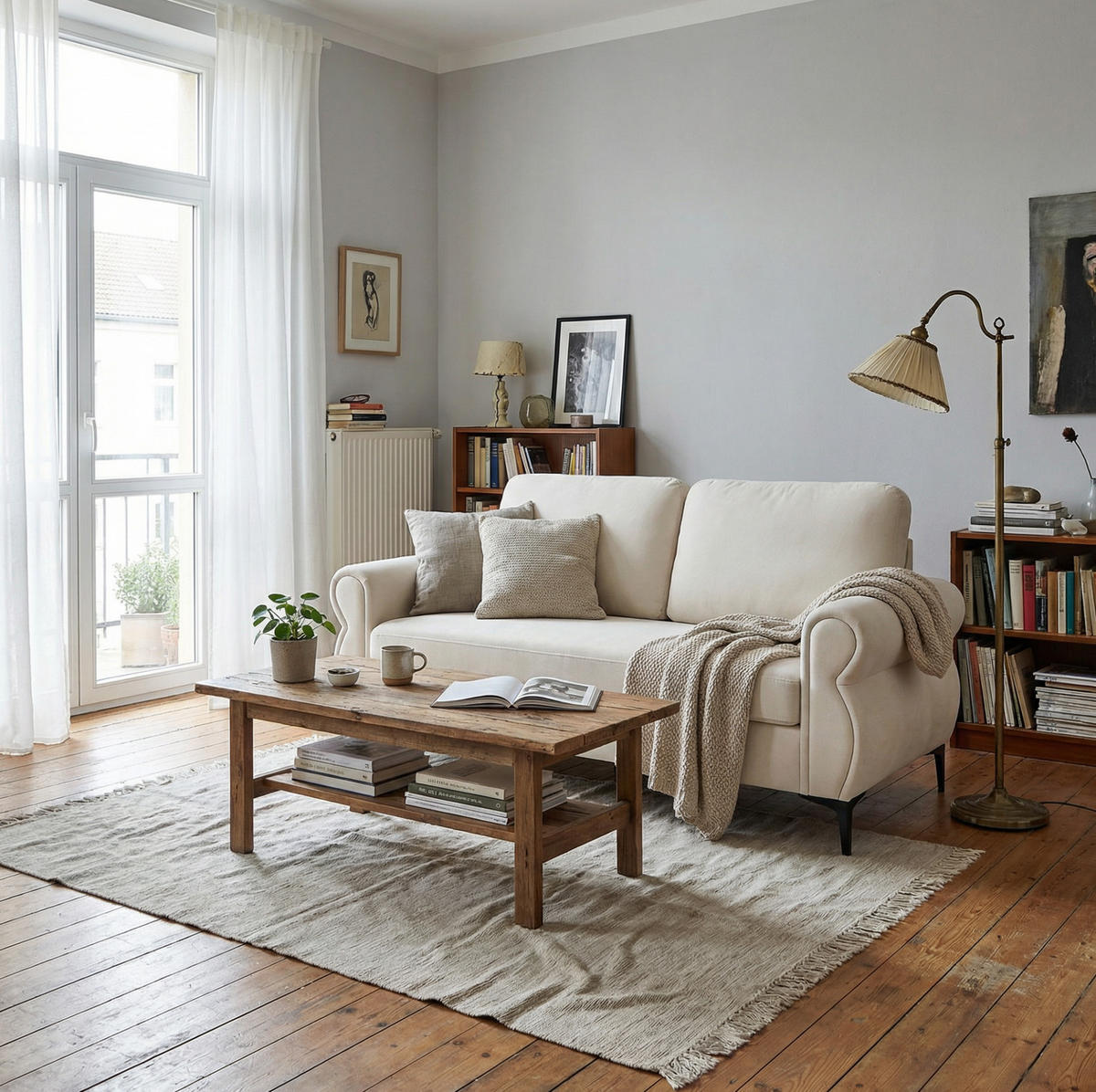 SOFA mit Federkern Sitzhöhe 49 cm Cream White - Weiß, Holzwerkstoff (173.5/92/81cm) - Meubliv