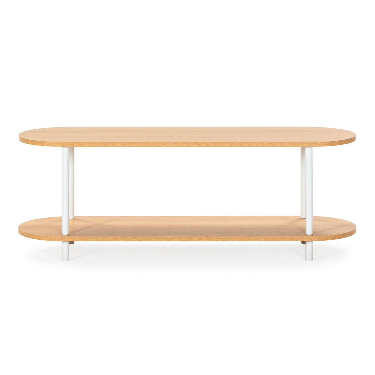 ELEMENT TV Montana cu 2 rafturi, aspect de stejar/alb - culoare lemn stejar, compozit lemnos (130/45/38cm) - VS Venta-stock