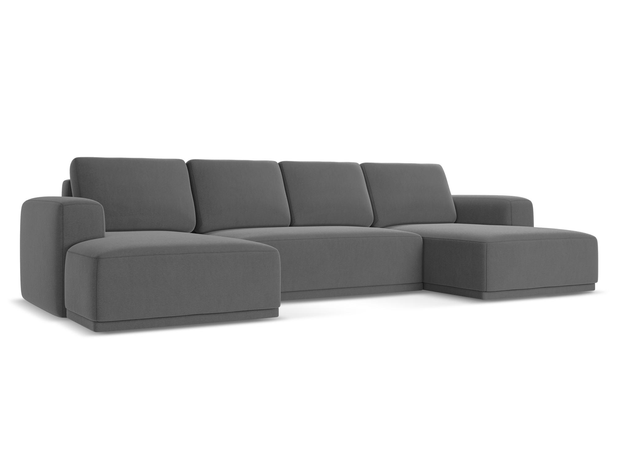 WOHNLANDSCHAFT Samt Stoff Grau - Schwarz/Grau, Kunststoff/Textil (333/91/160cm) - Makamii