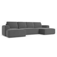 WOHNLANDSCHAFT Samt Stoff Grau - Schwarz/Grau, Kunststoff/Textil (333/91/160cm) - Makamii