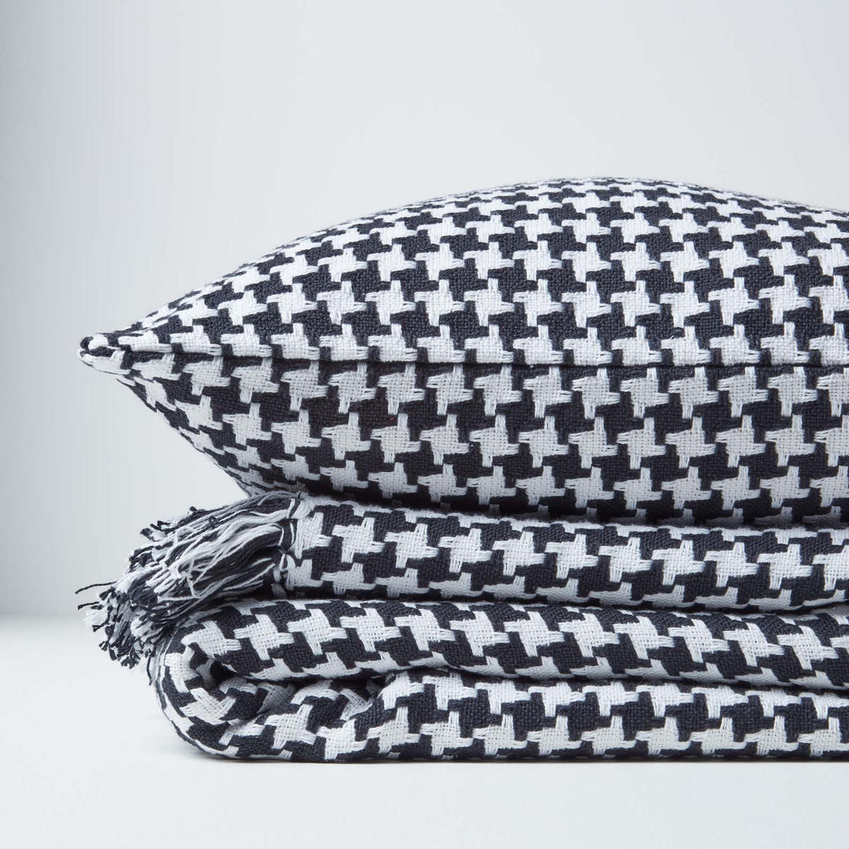 WOHNDECKE 150/200 cm, Hahnentritt-Muster - Schwarz, Textil (150/200cm) - Homescapes