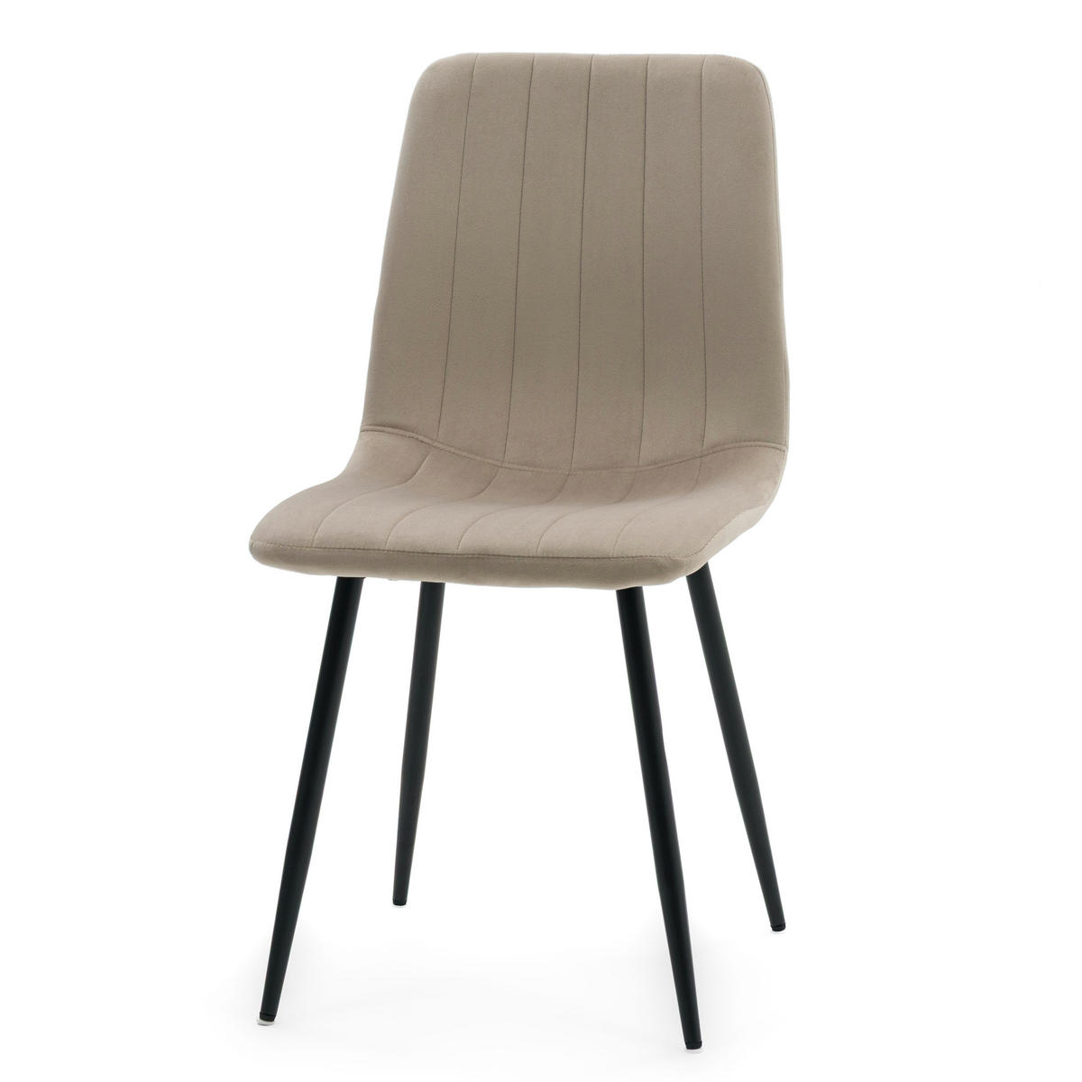 STUHL GELA gepolstert mit Steppung - dunkelbeige - Samt Velours - Schwarz/Braun, Textil/Metall (45/89/53cm) - NEW HOME