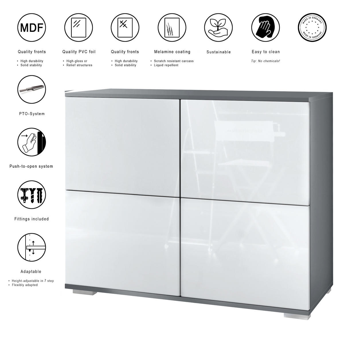 KOMMODE Rova Eiche Wotan - Eiche Wotan, Holzwerkstoff (92.5/75.5/35cm) - Vladon