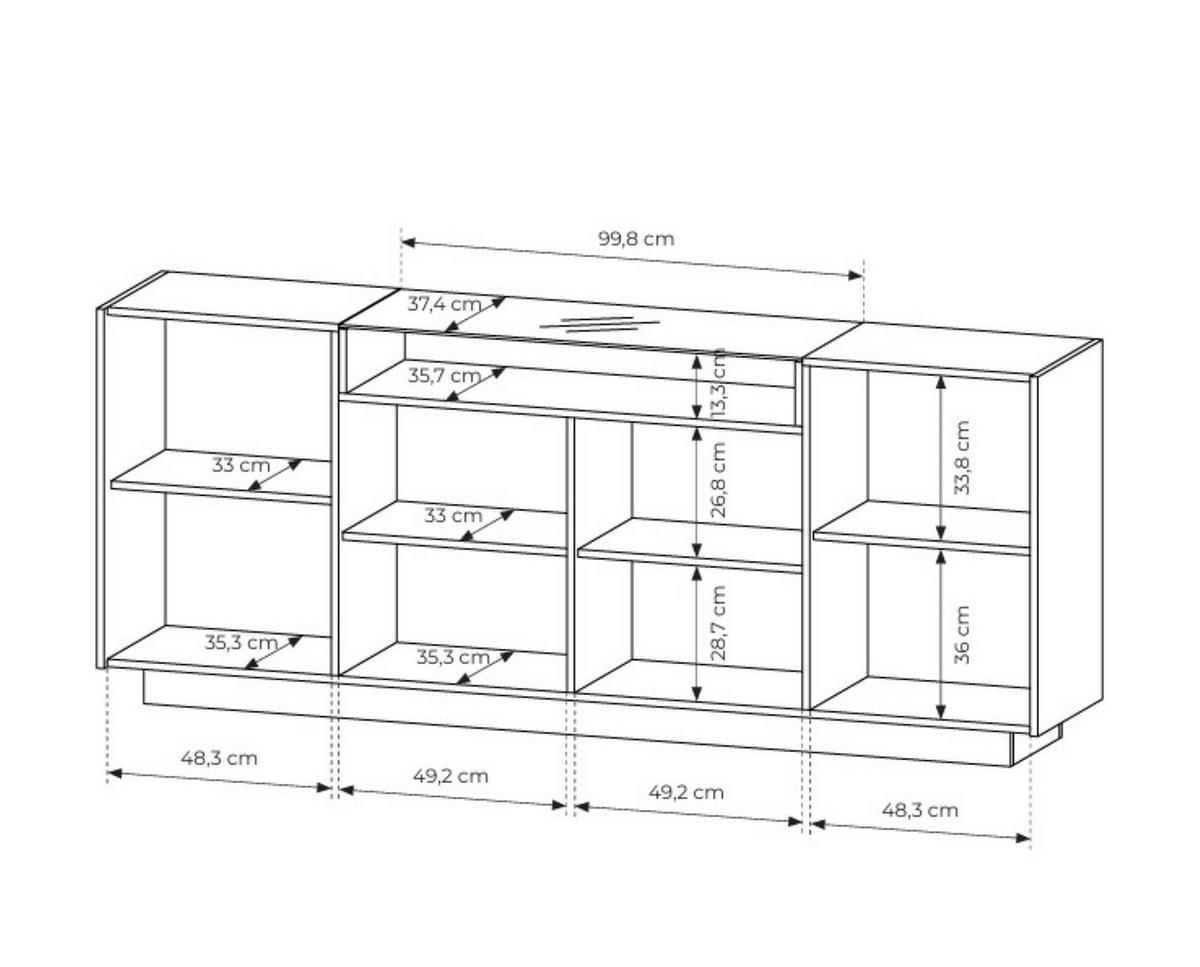 KOMMODE PORTA 203/83/39,5cm mit Schubladen 4 Türen Beige - Eichefarben/Beige, Holzwerkstoff (203/83/39.5cm) - MASSENO