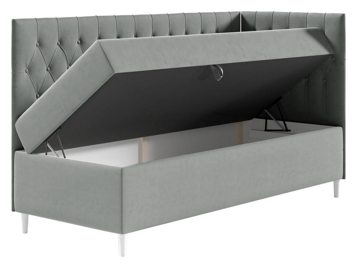 BOXBETT Filip Junior 3, Seite zum Öffnen des Bettkastens: Rechts - Weiß/Grau, Holz (80/200cm) - MIRJAN24