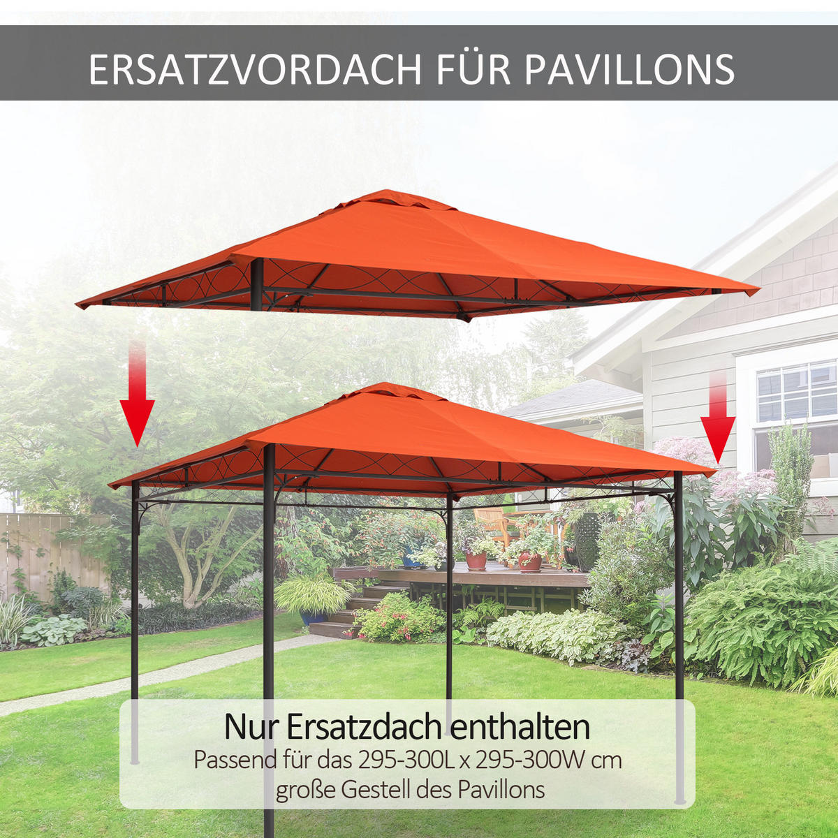 PAVILLONDACH, Sonnenschutz, Orange - Orange, Kunststoff (295/1/298cm) - Outsunny