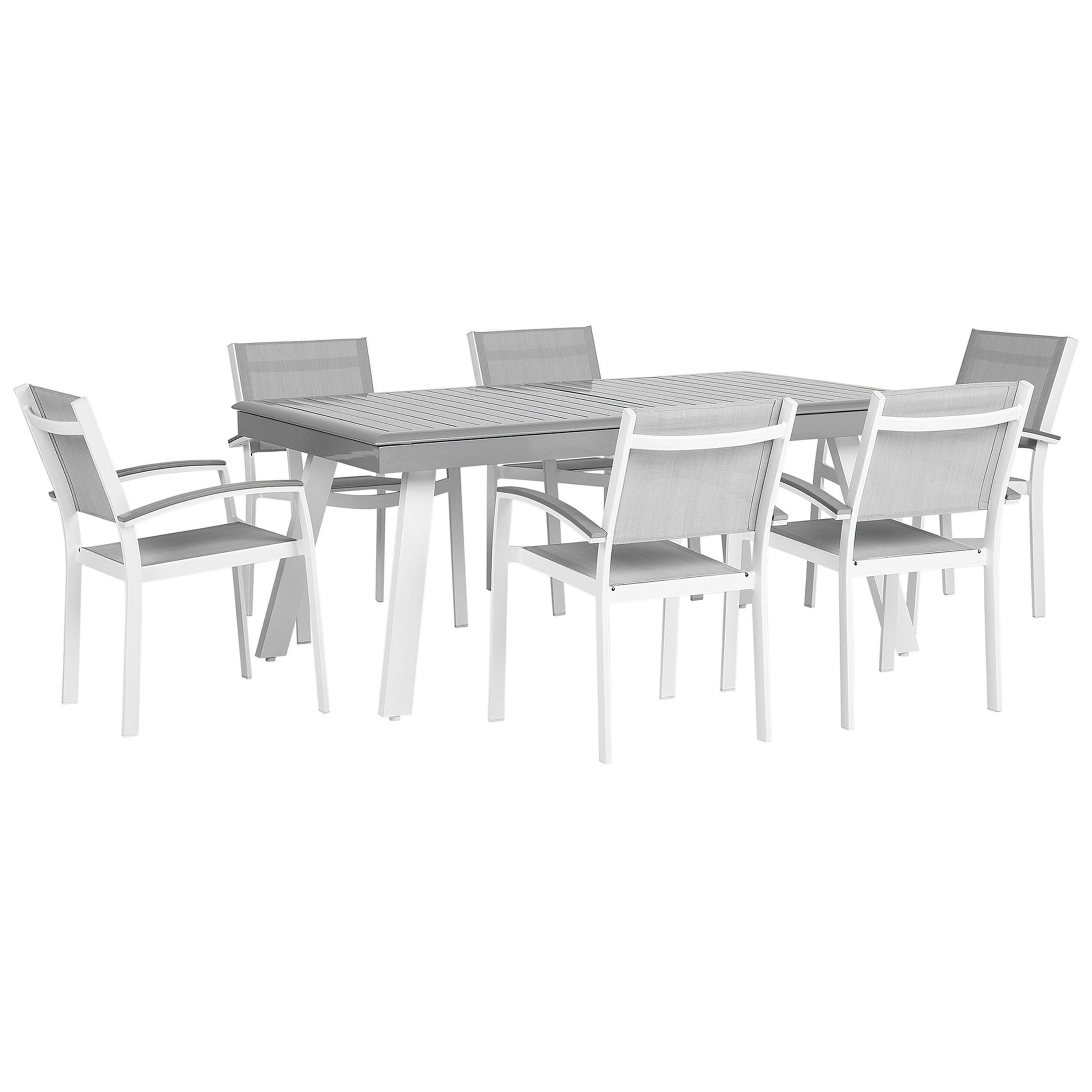 GARTENMÖBEL SET 6-Sitzer Aluminium grau Pereta - Weiß/Grau, Metall - Beliani