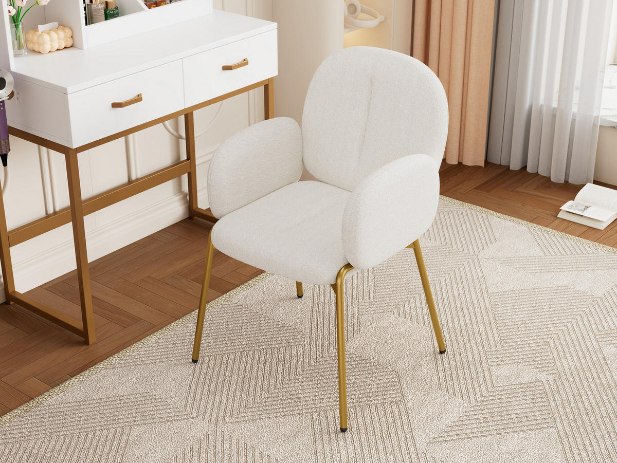 ESSZIMMERSTUHL Teddy mit goldfarbenen Eisenbeinen 55/64,5/88 cm beige - Beige, Textil (64.5/88/55cm) - Redom