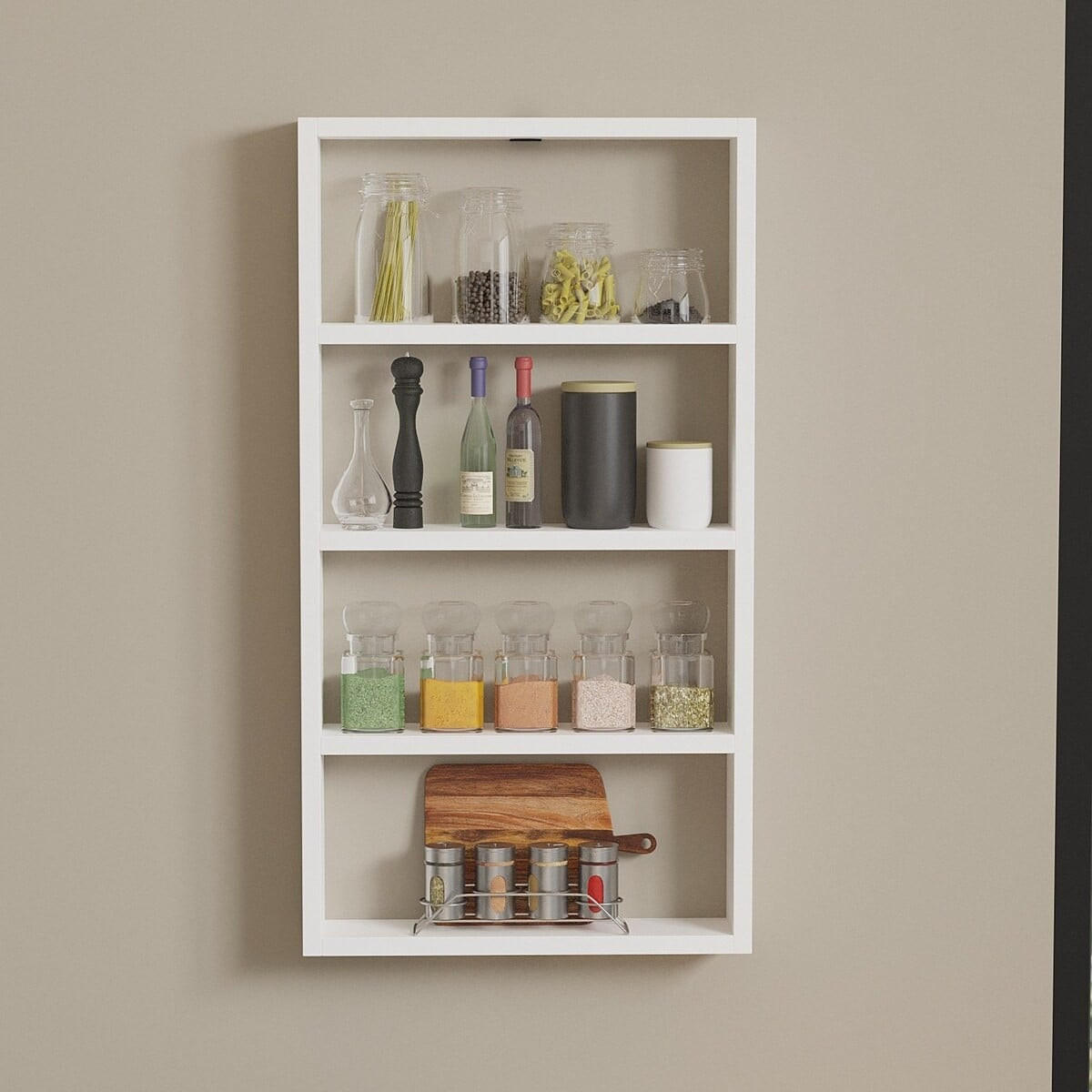 WANDREGAL mit 4 Ablagen - lya 43,2/9/80 cm - Weiß, Holzwerkstoff (9/80/43.2cm) - Calicosy