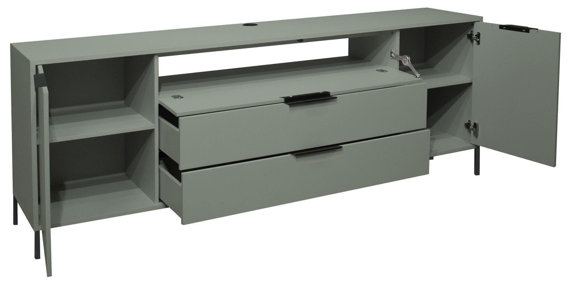 LOWBOARD Erna 216x45x82 Pinie Green matt Lack - Grün, Holzwerkstoff (216/82/45cm) - 58aufmkessel