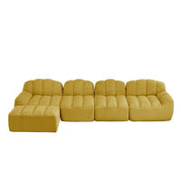 4-SITZER ECKSOFA Granulierter Fleece Gelb mit Ottomane - Gelb, Textil (366/165cm) - WISHDOR