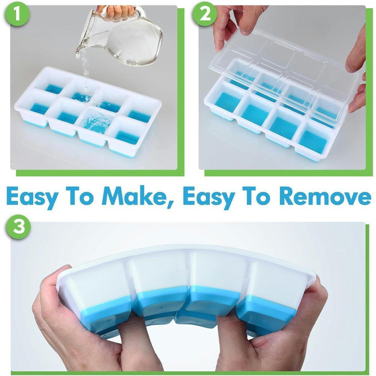 EISWÜRFELFORM 2er-Set Silikon Blau - Blau, Kunststoff (10/6/20cm)