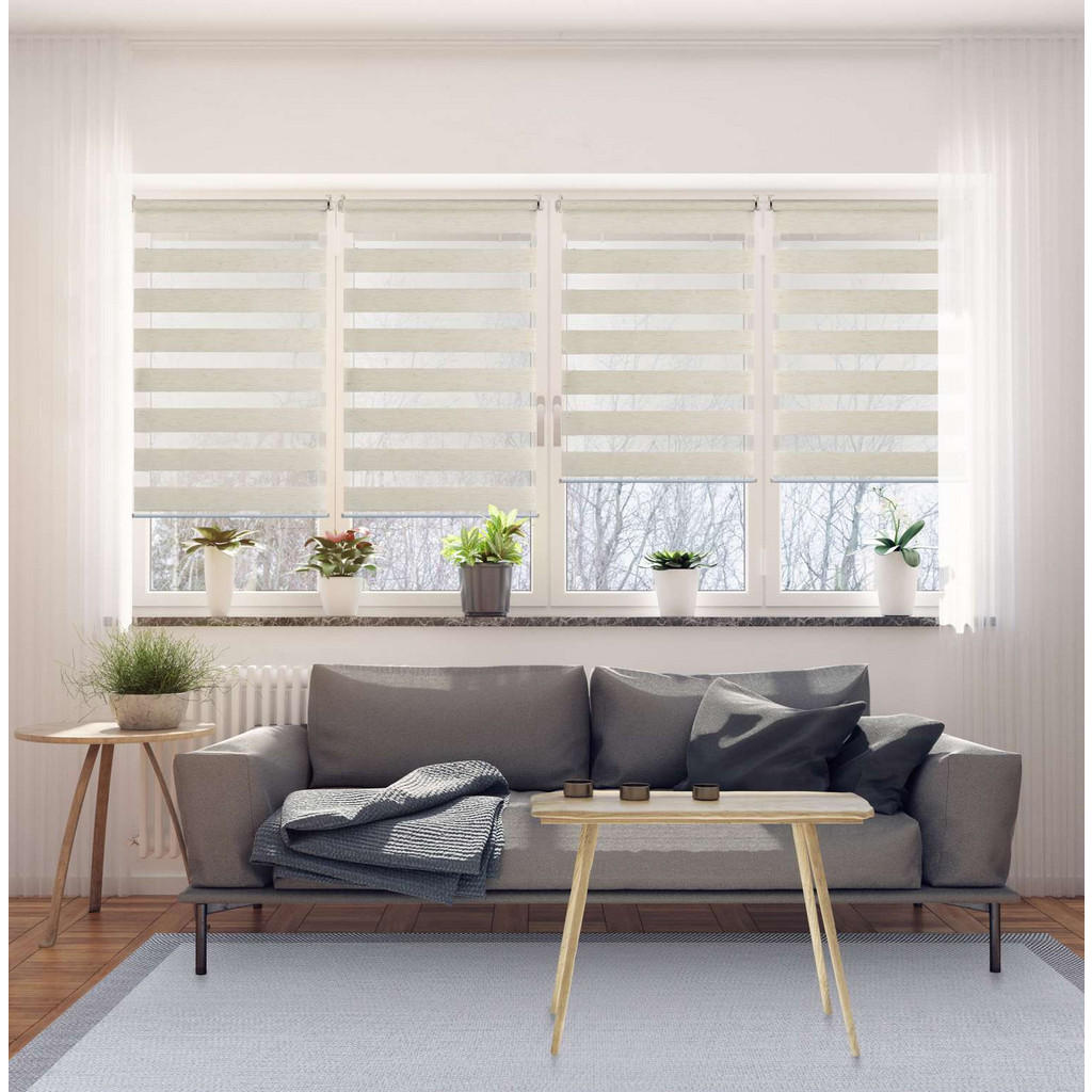 Thumbnail - Storesdeco Doppelrollo, Beige, Kunststoff, Uni, Rechteckig, 120x180 cm, CE, Wohntextilien, Rollos & Jalousien, Rollos, D...