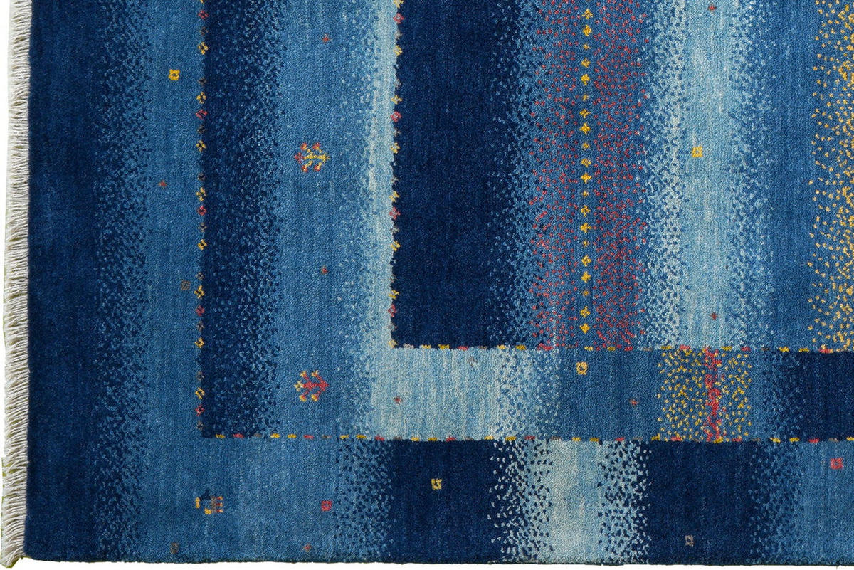 TEPPICH Rizbaf Blau 204/149 cm Schurwolle - Blau, Textil (149/204cm) - Looma