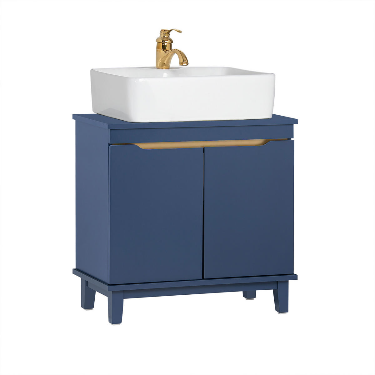 WASCHBECKENUNTERSCHRANK Blau - Blau, Holz/Holzwerkstoff (60/59/30cm) - SoBuy