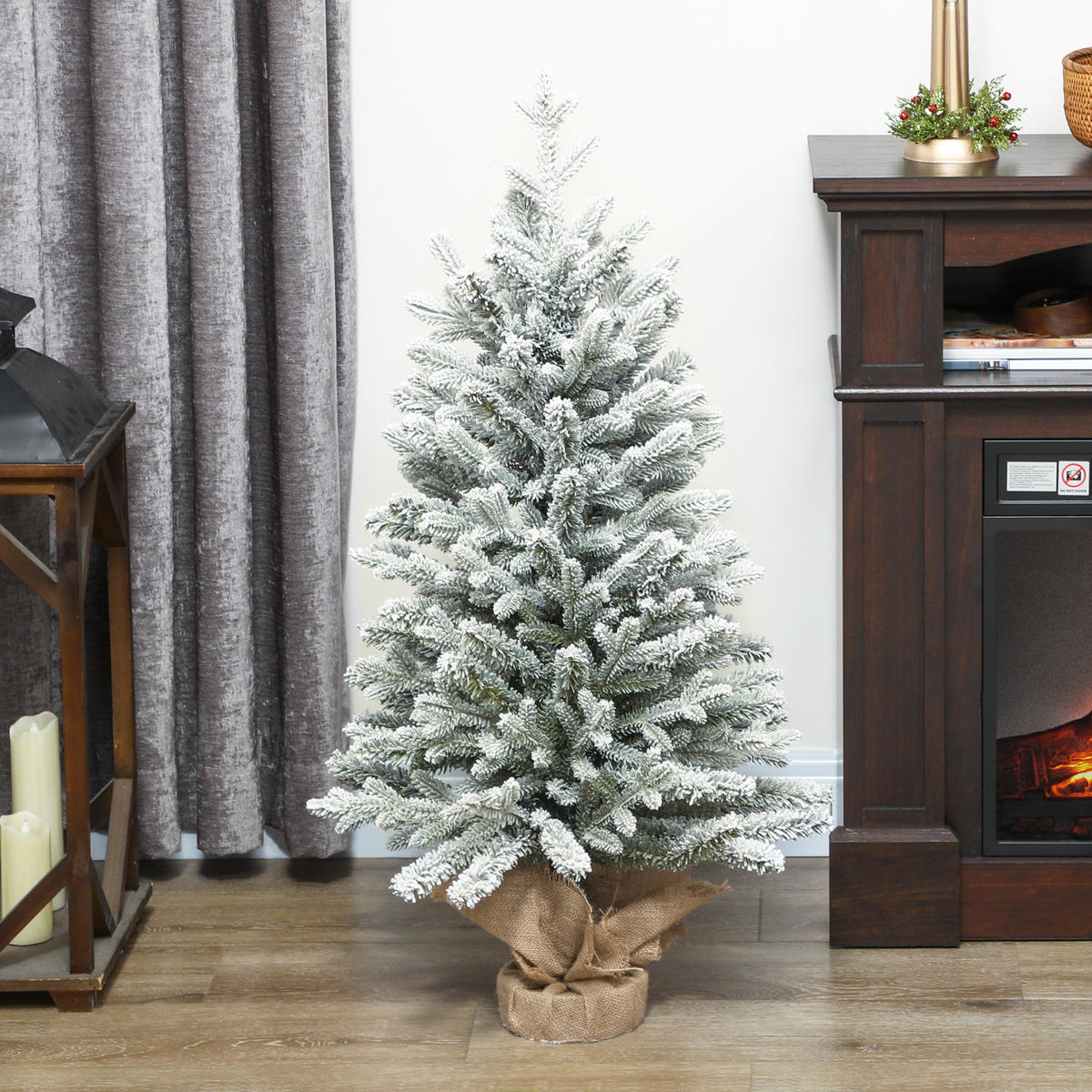 WEIHNACHTSBAUM DE-41581 Mini 90 cm, Schnee, 486 Spitzen - Weiß/Grün, Kunststoff (90cm) - ComfortXL