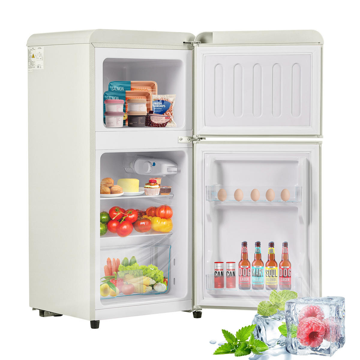 MINIKÜHLSCHRANK 60L Gefrierfach LED Cremeweiß - Beige, Metall (42/88.8/45.5cm) - Kaket