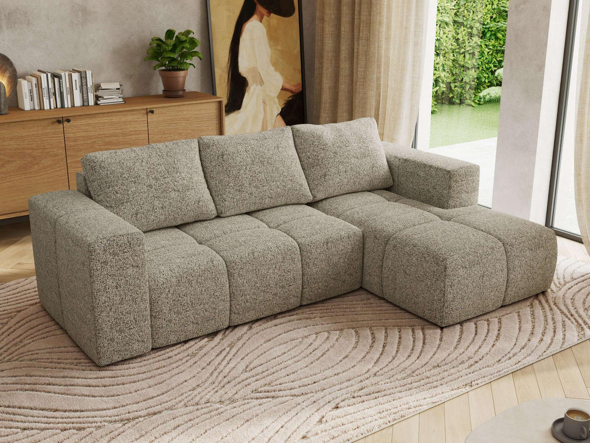 ROHOVÁ SEDAČKA MONIVA L - Béžová Strukturovaná látka - Pravá Strana - černá/béžová, textil/plast (266/164cm) - MKS
