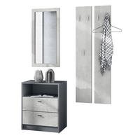 GARDEROBE Pino Beton Oxid Optik - Hellgrau, Holzwerkstoff (130/185/36cm) - Vladon