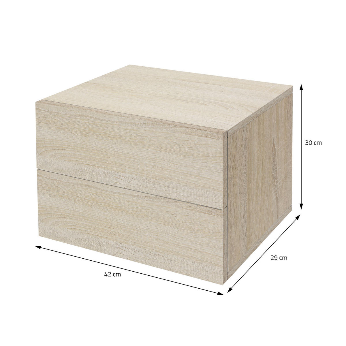 NACHTTISCH rechteckig Braun 42/29/30 cm - Hellgrau, Holzwerkstoff (29/42/30cm) - ML-DESIGN