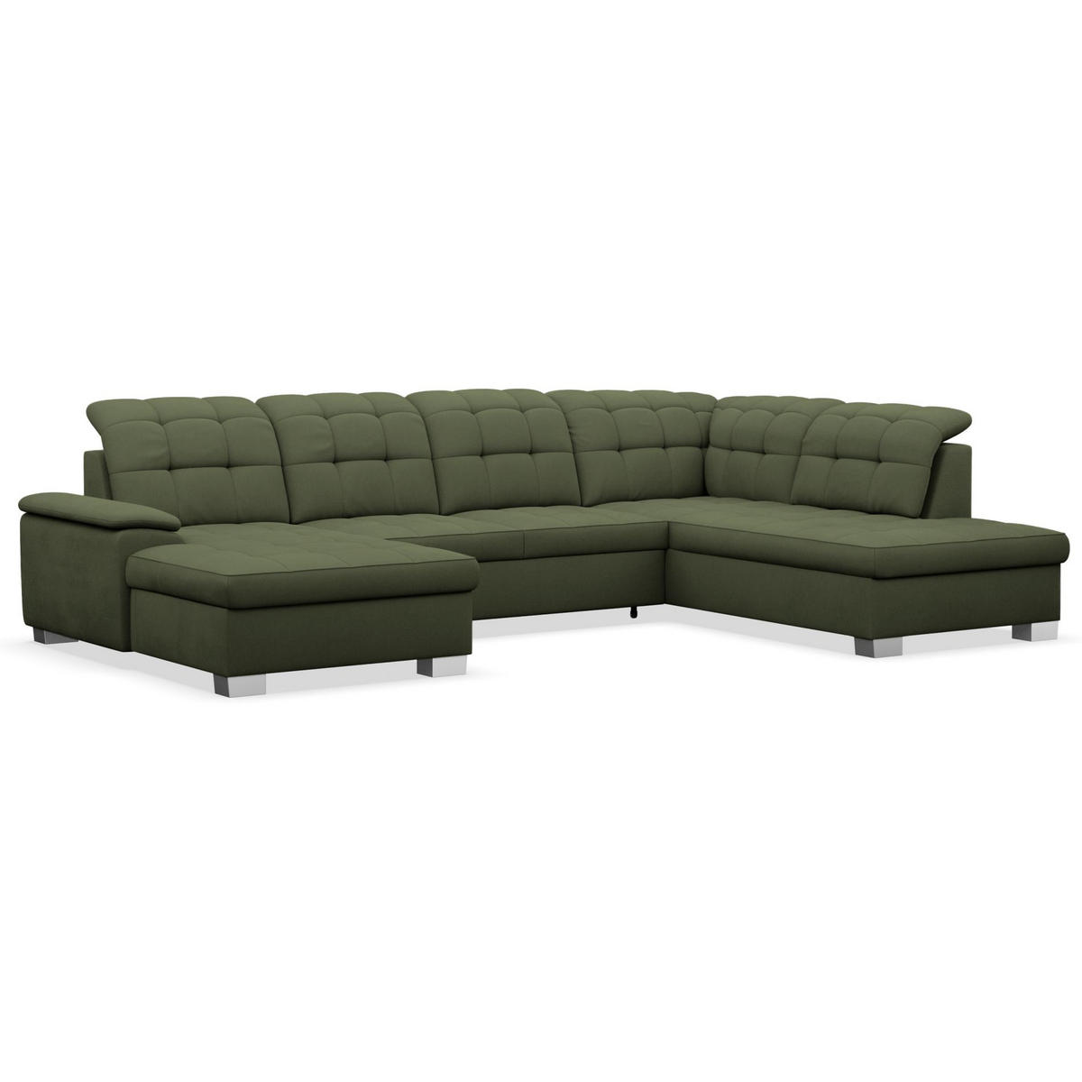 WOHNLANDSCHAFT Jamaal Khaki linksseitig - Schwarz/Grün, Textil (330/106/212cm) - Selsey