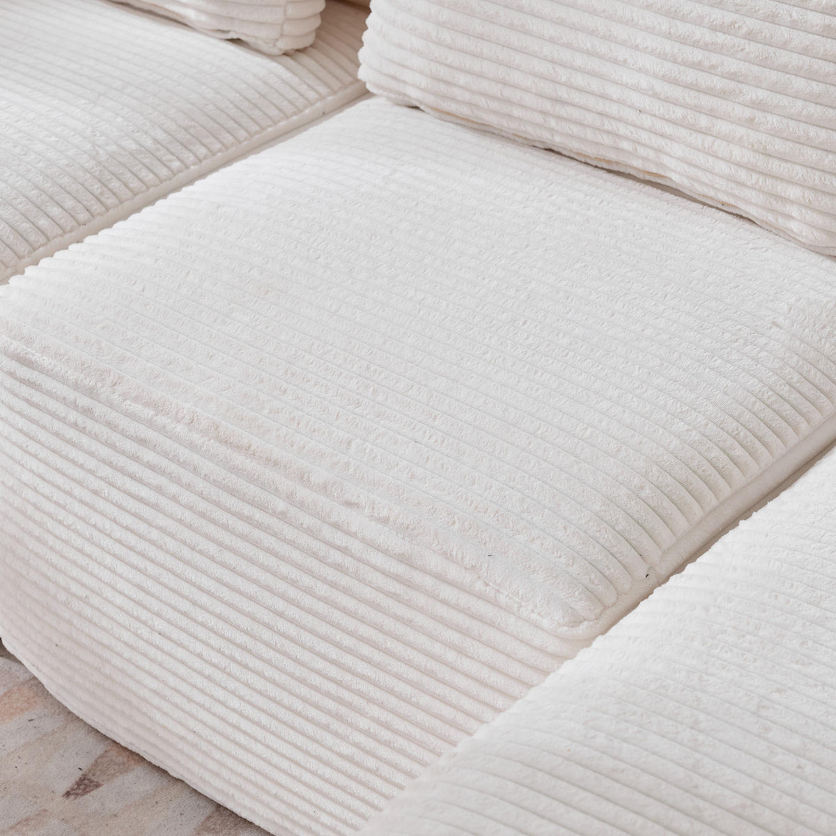 2-SITZER ECKSOFA Cord Beige mit Kissen und Becherhalter - Beige, Textil (265/176cm) - WISHDOR