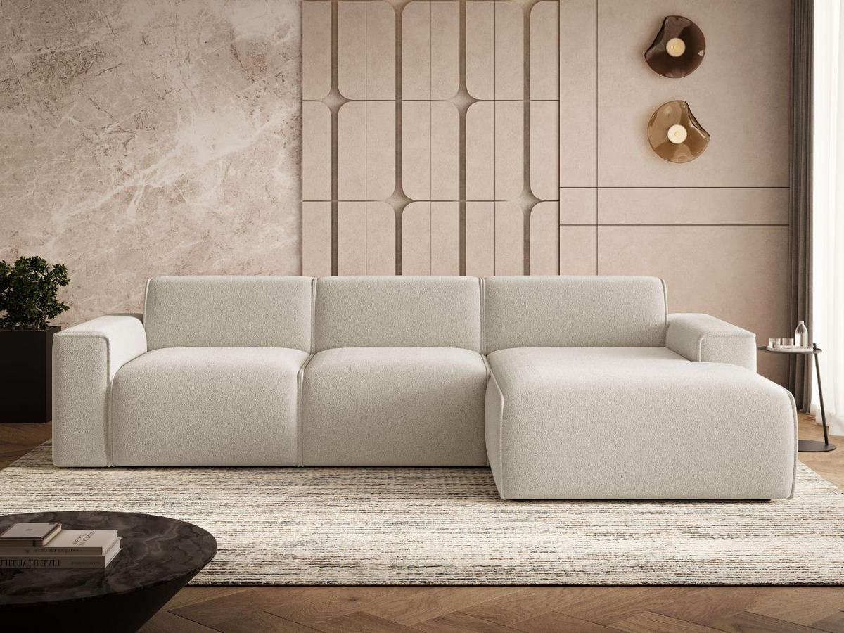 ECKSOFA Lavia Beige Rechts - Beige/Schwarz, Holz/Kunststoff (165/310cm) - Graingold