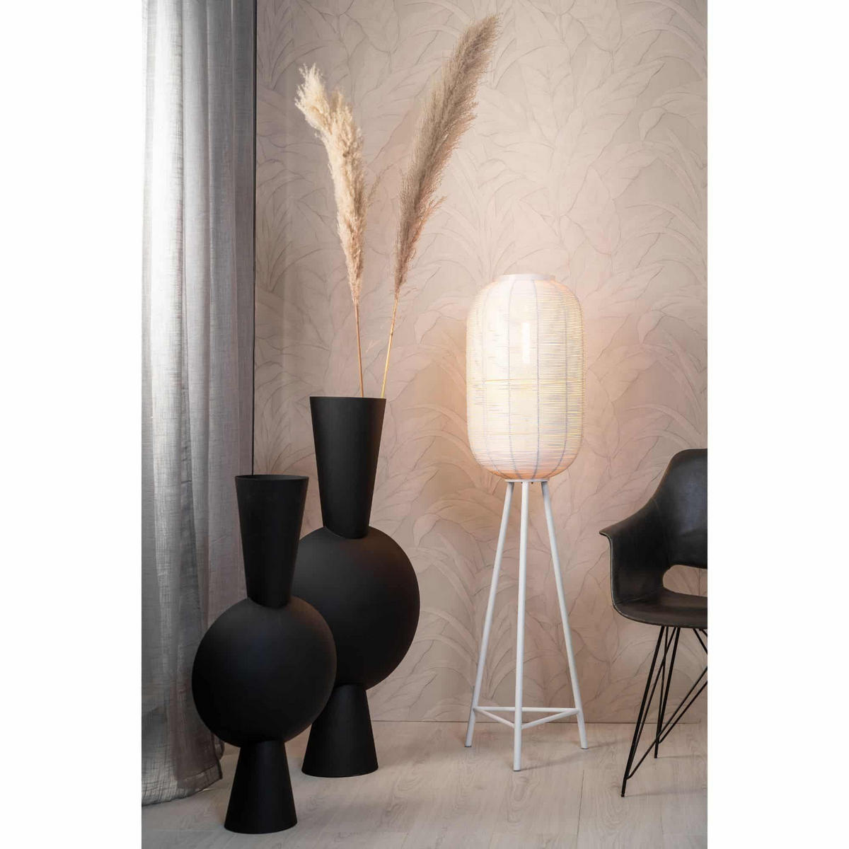 VASE Kavandu Schwarz 31/20/60 cm - Schwarz, Metall (61.5cm) - Light & Living