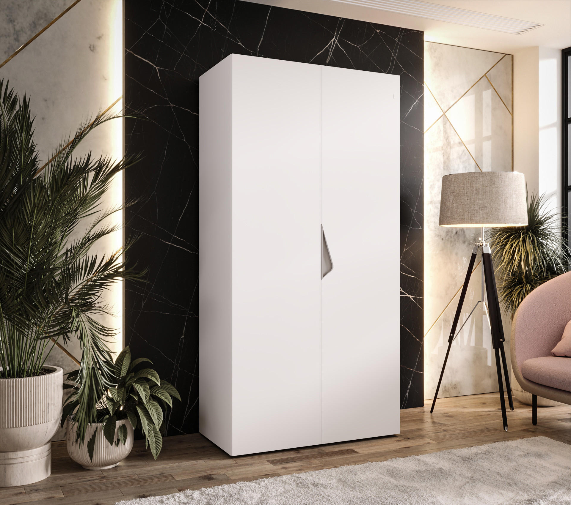 DREHTÜRENSCHRANK 202/100/52 2-türig - Beige/Weiß, Holz/Metall (100/202/52cm) - Abiks Möbel