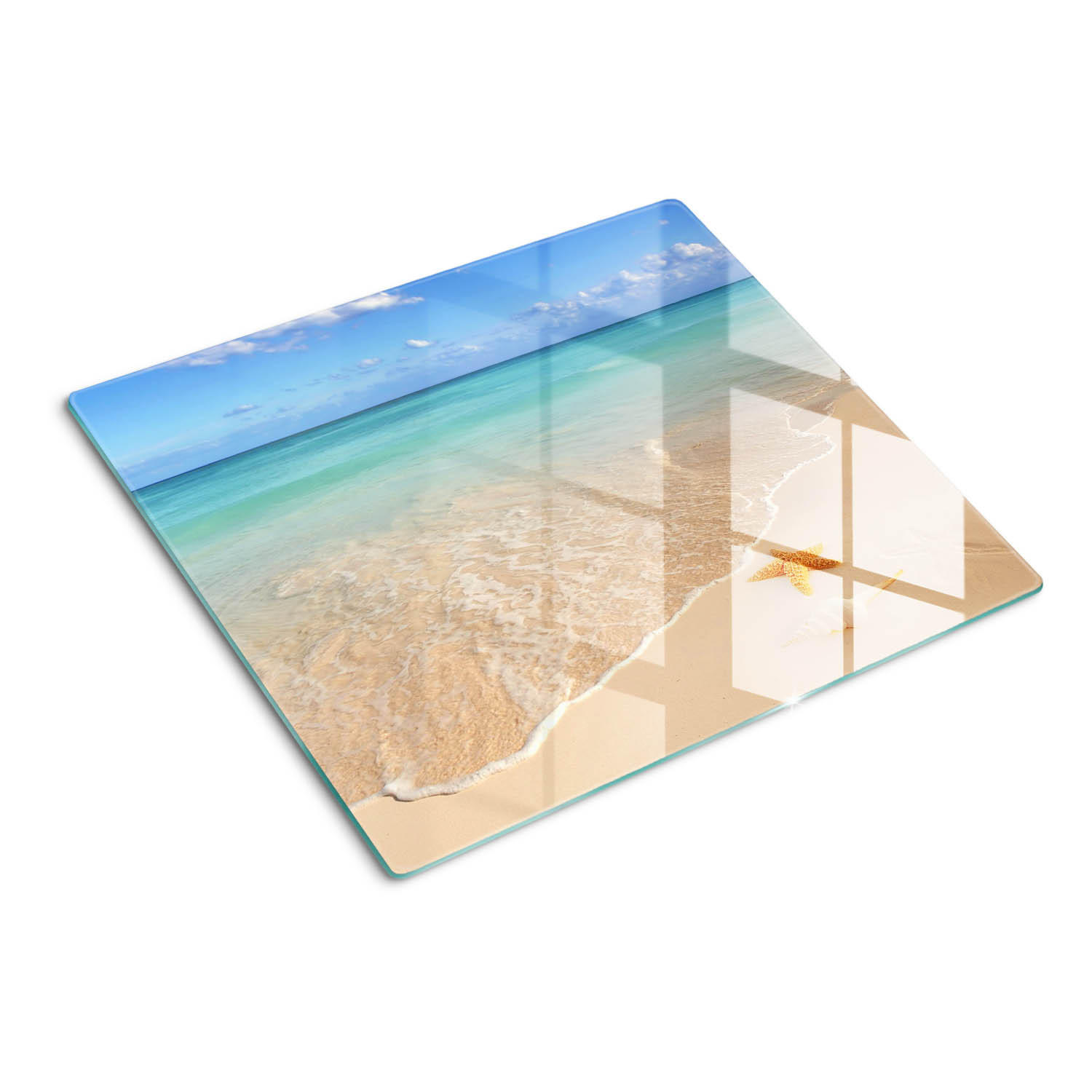 GLASPLATTE 60x52 cm Seesterne am Strand - Blau, Glas (60/0.4/52cm) - TULUP