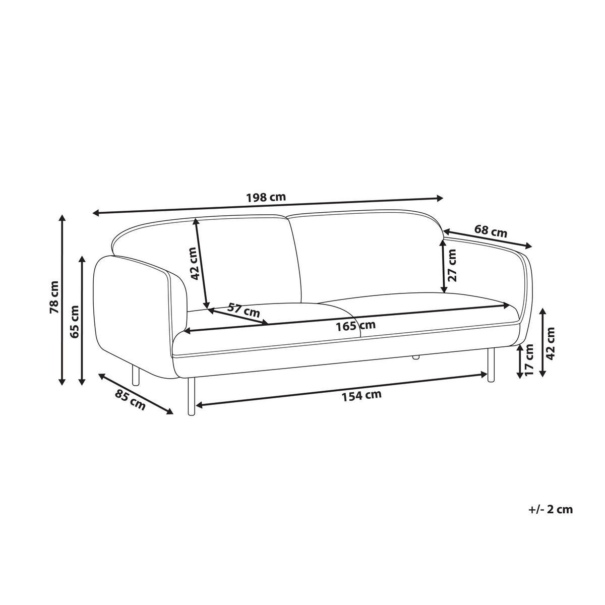3-SITZER-SOFA hellgrau/schwarz Tonsberg - Schwarz/Grau, Textil (198/78/85cm) - Beliani