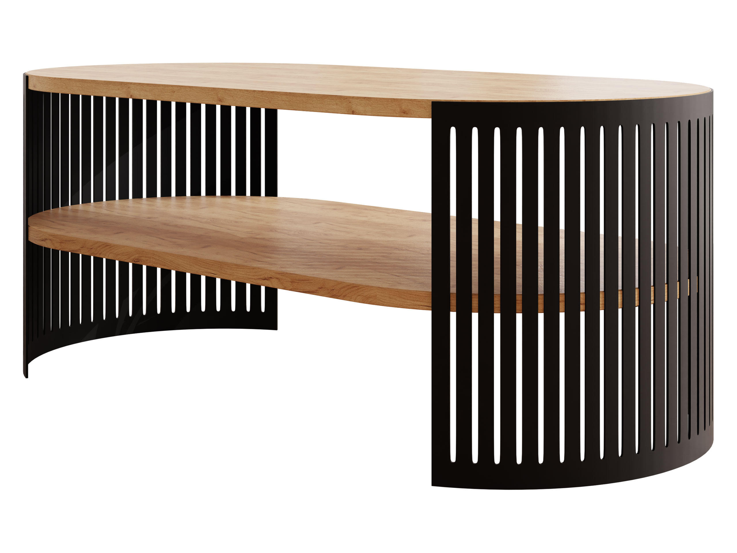 COUCHSITCH Fikoli Oval I - Eichefarben/Schwarz, Holzwerkstoff/Metall (100/50/40cm) - MIRJAN24