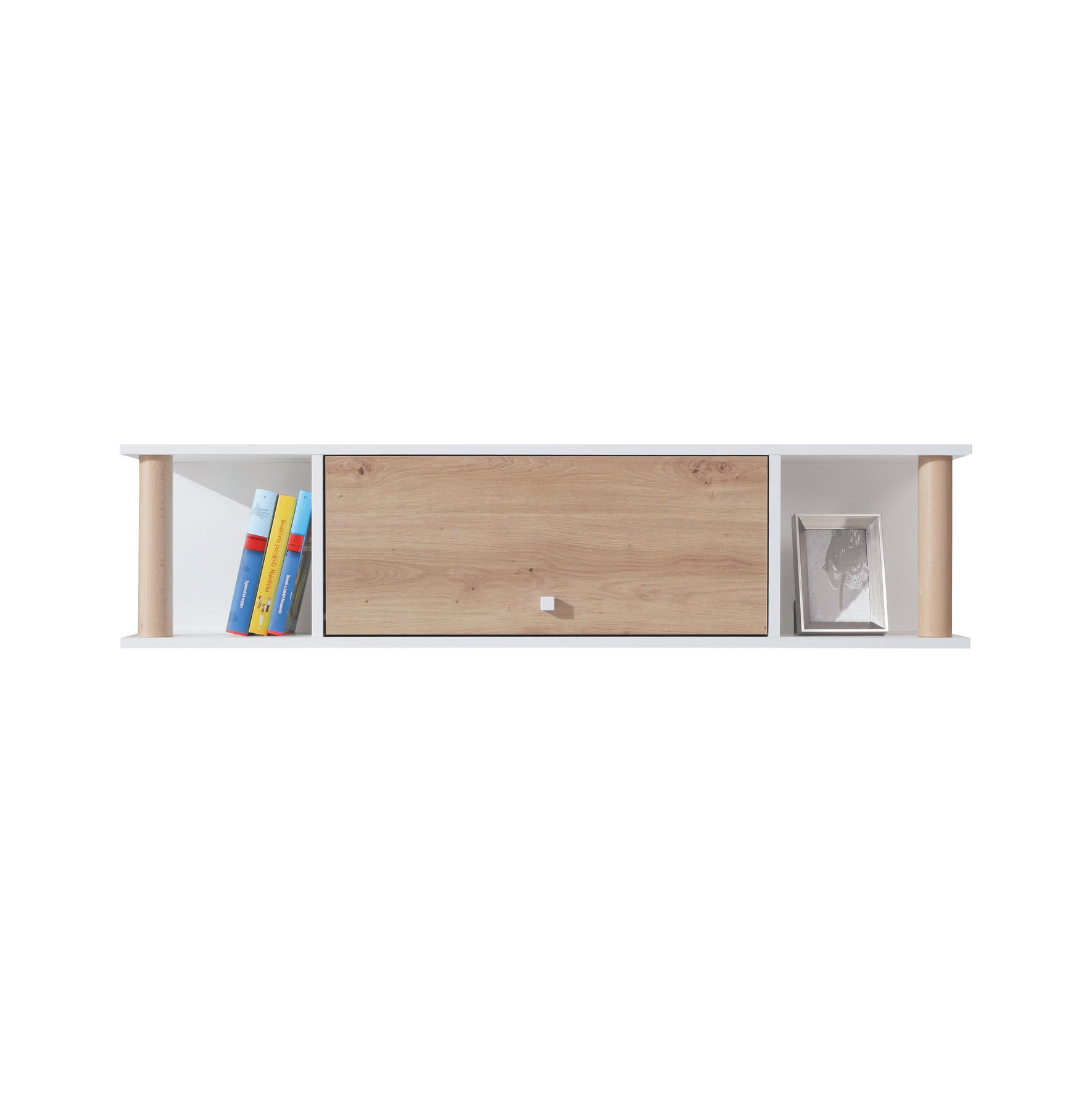 WANDREGAL Figo mit 1 Tür und mit 2 offenen Regalen - Weiß/Eiche Artisan, Holzwerkstoff (125/35/25cm) - Beautysofa