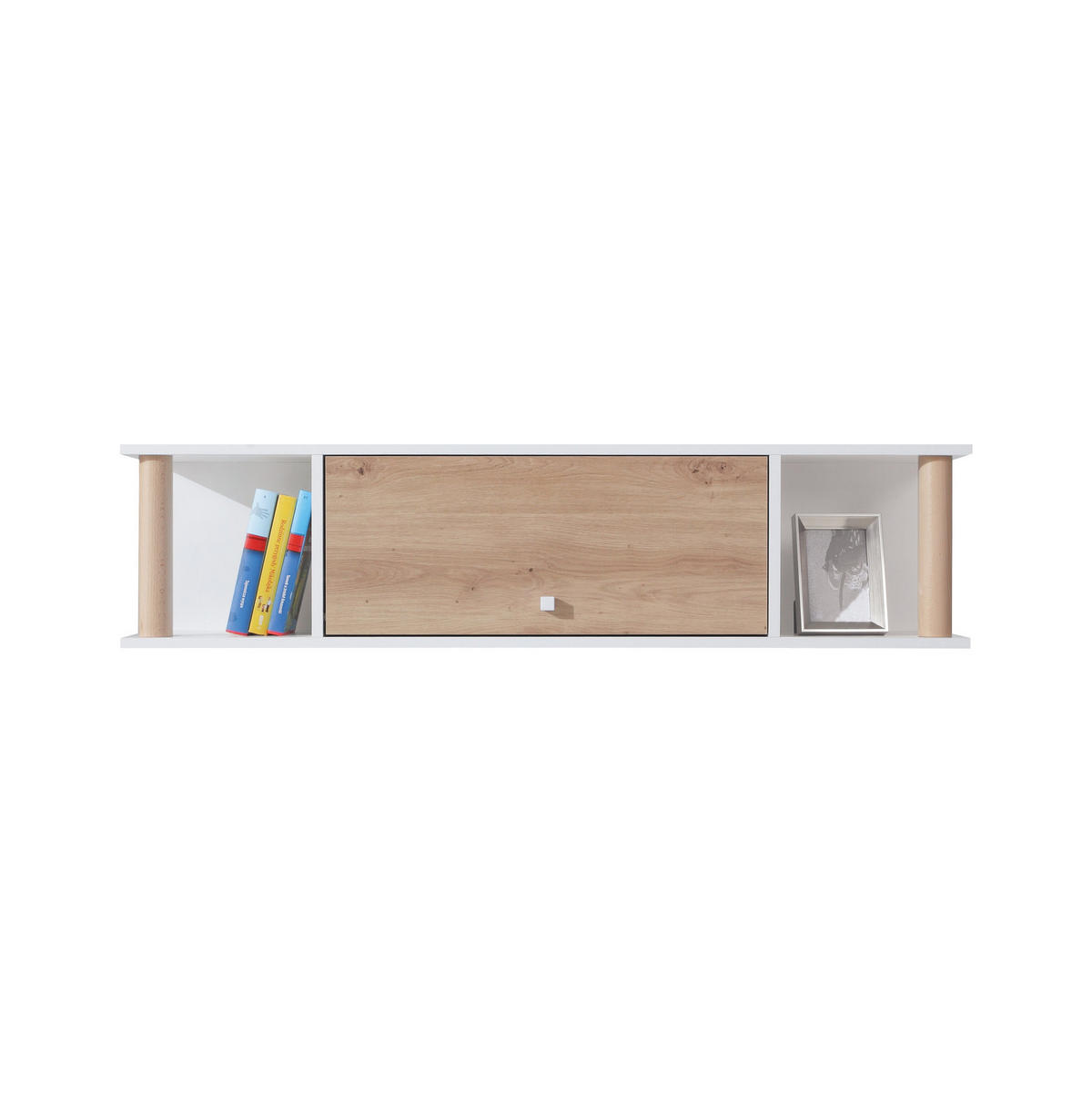 WANDREGAL Figo mit 1 Tür und mit 2 offenen Regalen - Weiß/Eiche Artisan, Holzwerkstoff (125/35/25cm) - Beautysofa