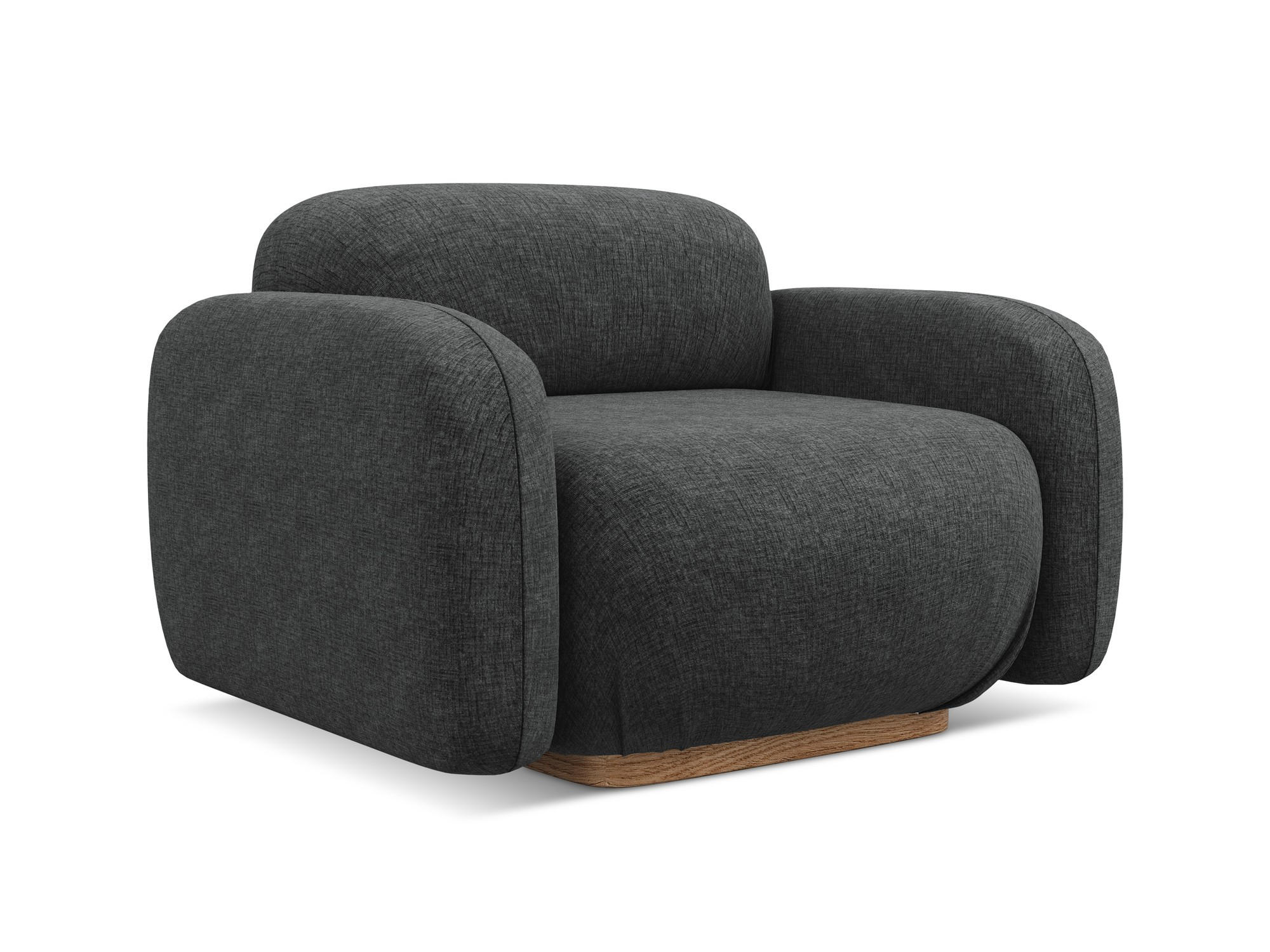 SESSEL Chenille Stoff Grau - Dunkelgrau/Braun, Holz/Textil (110/73/95cm) - Makamii