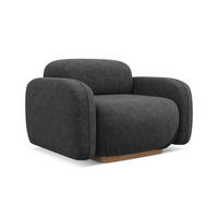 SESSEL Chenille Stoff Grau - Dunkelgrau/Braun, Holz/Textil (110/73/95cm) - Makamii