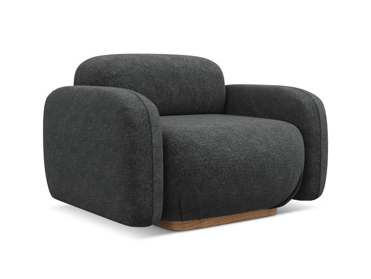 SESSEL Chenille Stoff Grau - Dunkelgrau/Braun, Holz/Textil (110/73/95cm) - Makamii