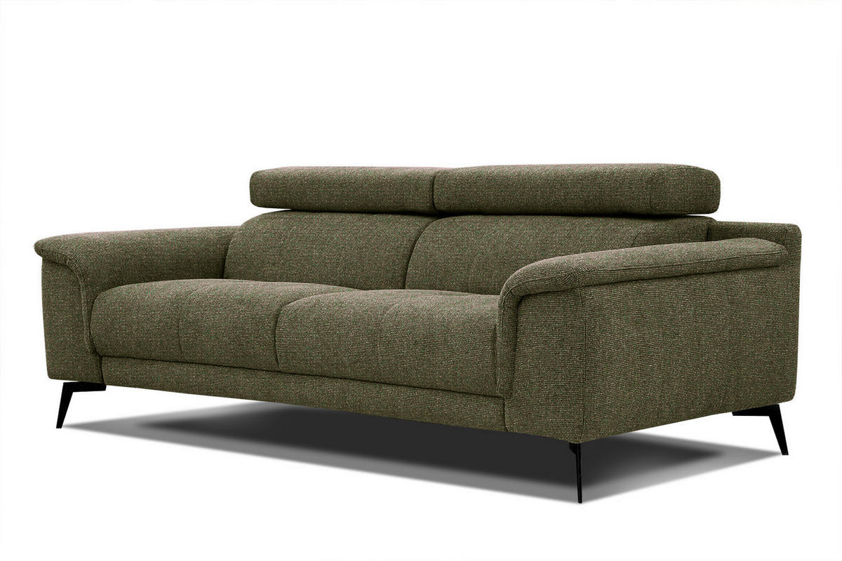 SOFA FIERO 3-Sitzer, olivgrün - Schwarz/Olivgrün, Holzwerkstoff/Textil (212/82/103cm) - Courtois Laville