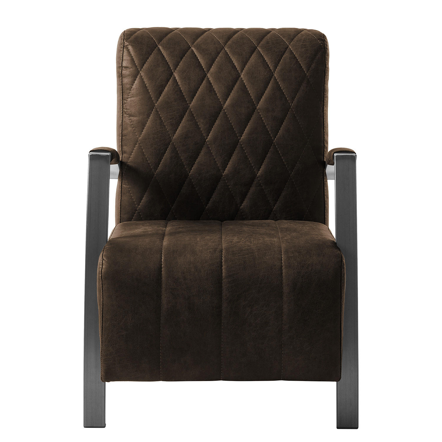 SESSEL - Antiklederlook - Graubraun, Textil (63/83/83cm) - home24