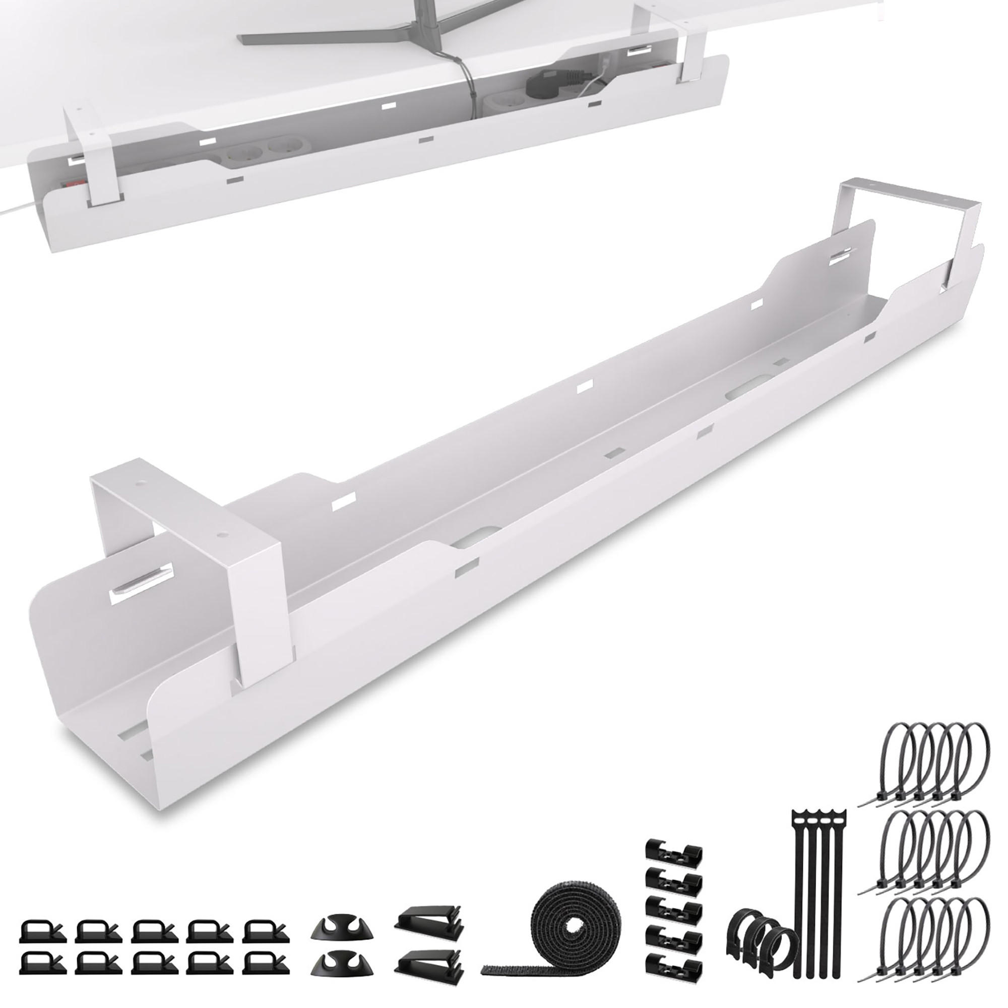 KABELWANNE Schreibtisch - Kabelmanagement, weiß - Weiß, Metall (90/10.8/13cm) - Ultimate Setup