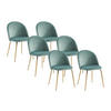STUHL 6er-Set - Samt & goldfarbenes Metall - Grün - MELBOURNE - Hellgrün, Textil (55/77/50cm) - Vente-Unique