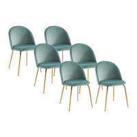 STUHL 6er-Set - Samt & goldfarbenes Metall - Grün - MELBOURNE - Hellgrün, Textil (55/77/50cm) - Vente-Unique