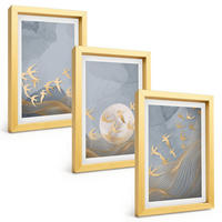 BILDER SET 3er Set - 20x30 cm Goldrahmen - Vögel, die am Himmel fliegen - Goldfarben, Kunststoff (20/30cm) - TULUP
