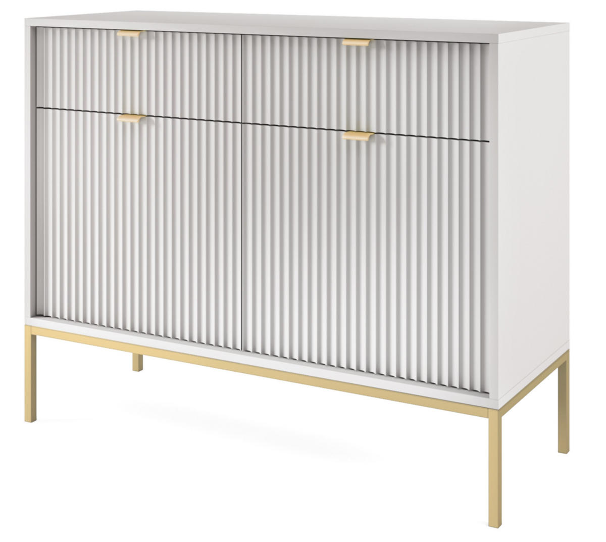 SIDEBOARD Vellore Grau mit goldenen Metallbeinen 104 cm - Goldfarben/Grau, Holzwerkstoff/Metall (104/83/39cm) - Selsey
