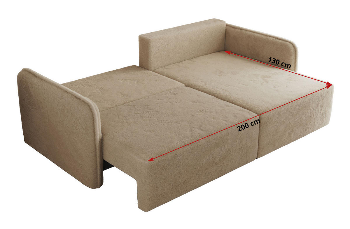 ECKSCHLAFSOFA MESTO L Beige Plüsch - rechts - Beige/Schwarz, Kunststoff/Textil (147/227cm) - MKS
