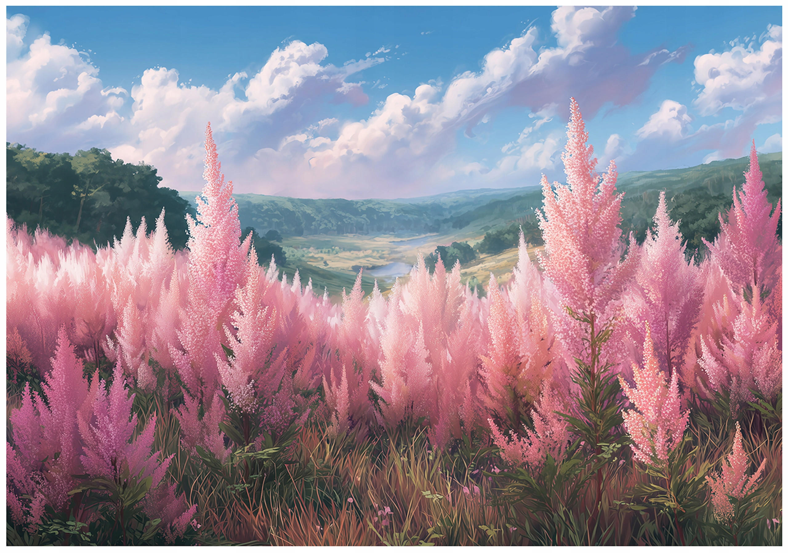 Wallarena FOTOTAPETA: Květiny louka růžová 300x210 cm