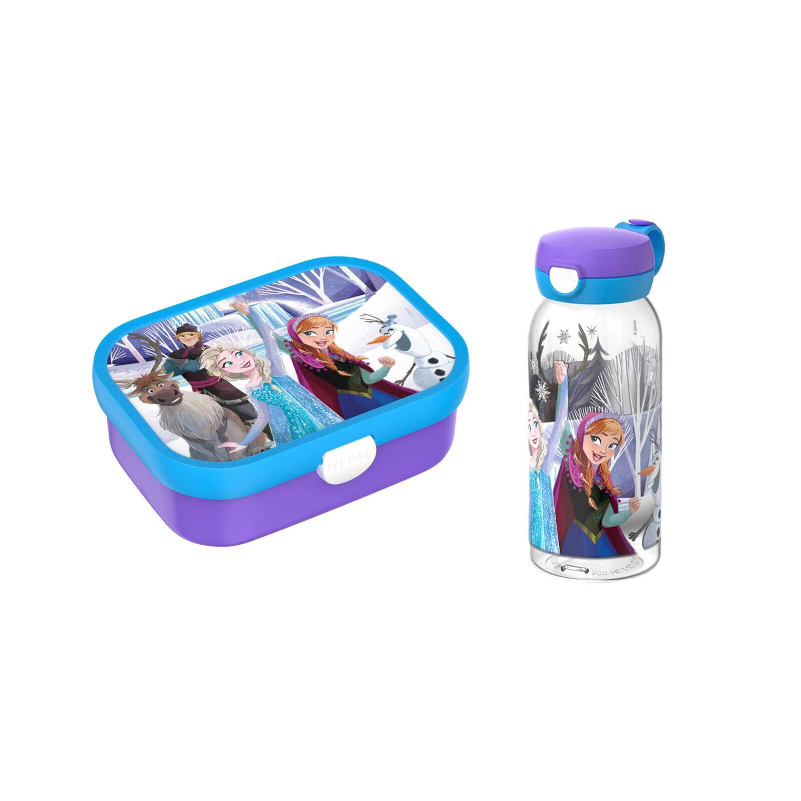 LUNCHSET (FLASCHE MIT KLAPPDECKEL) Campus Frozen Friends 600 ml + 750 ml 2er Set - Blau/Lila, Kunststoff (10.8/21.8/21.8cm) - Mepal